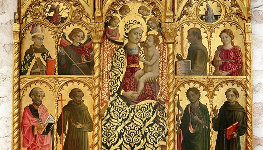 Polittico con la Vergine con il Bambino, Annunciazione, Cristo nel sepolcro e santi (1470 ca.) di Paolo da Visso